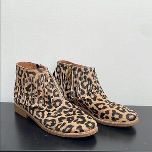 Kate Spade New York Saks Fringe Leopard Betsie Calf Hair Ankle Boots 9
